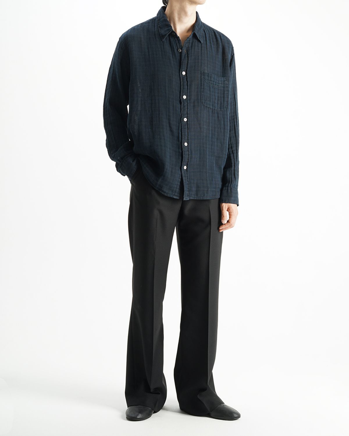 포커페이스(POKERFACE) VINTAGE DYED DOUBLE FACE SHIRTS REVERSE (JAPAN FABRIC)