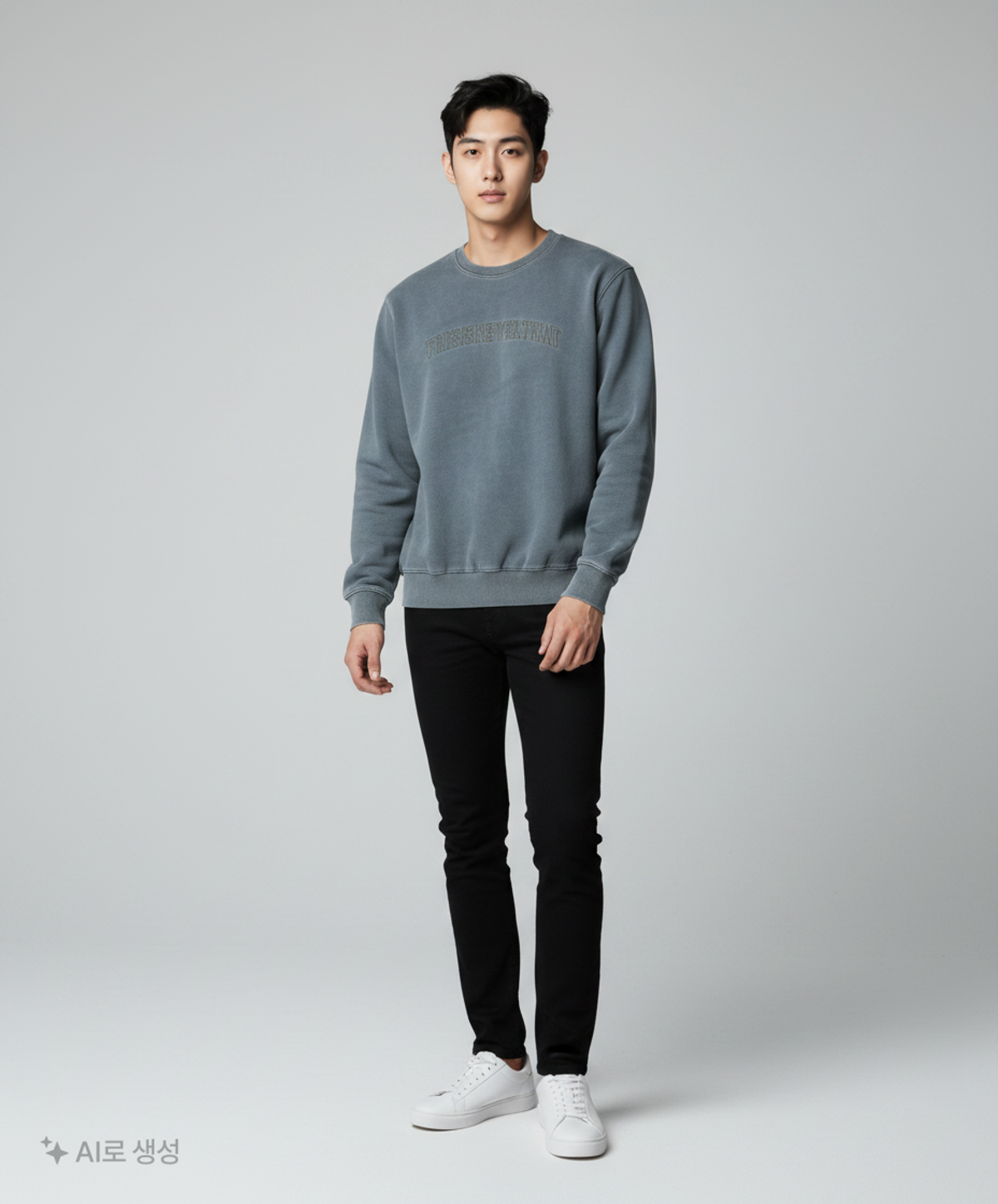 디스이즈네버댓(THISISNEVERTHAT) Arch-Logo Crewneck Deep Water XL