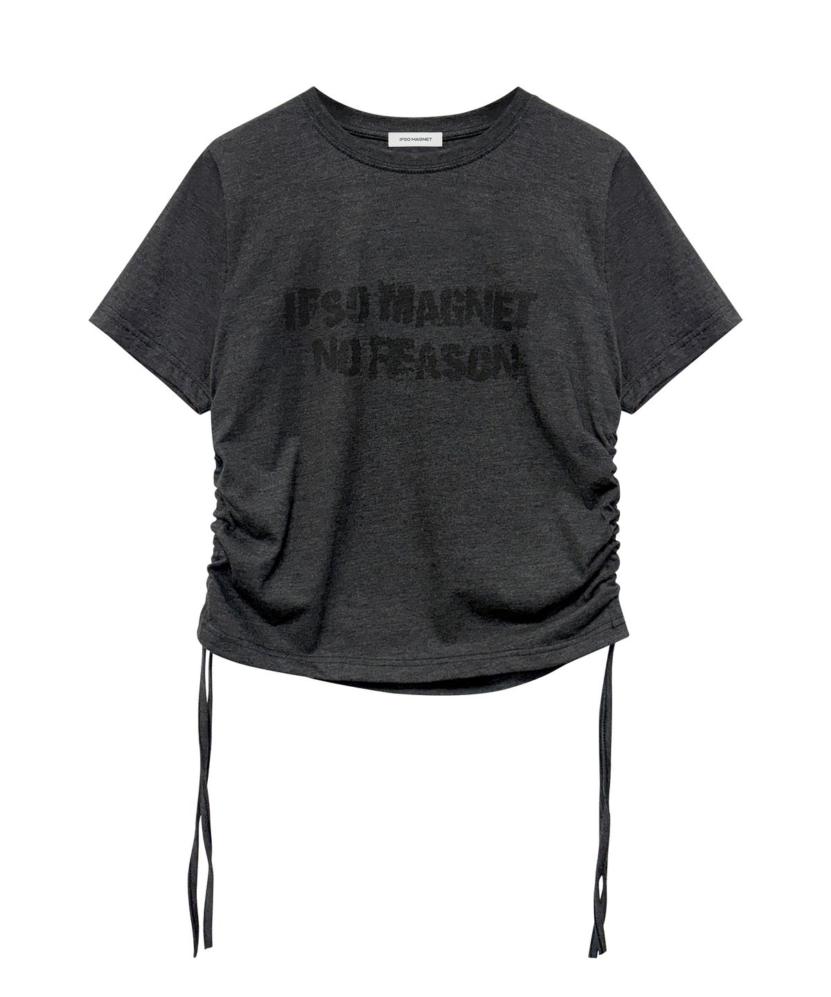 이프소마그넷(IFSO MAGNET) String Short Sleeve Print T-Shirt - CHARCOAL