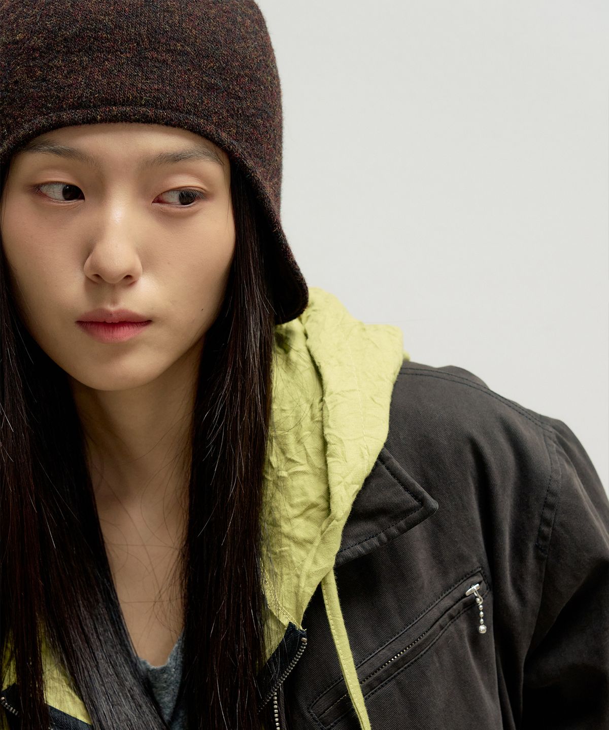 슬로우애시드(SLOWACID) 울 이어플랩 비니 [브라운]