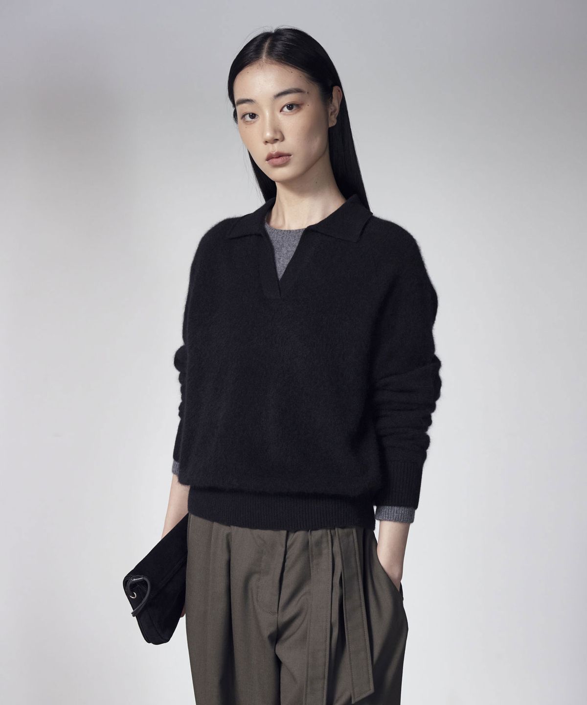 더니트컴퍼니(THEKNITCOMPANY) (우먼) 브러시드 울 캐시미어 카라 스웨터 4color
