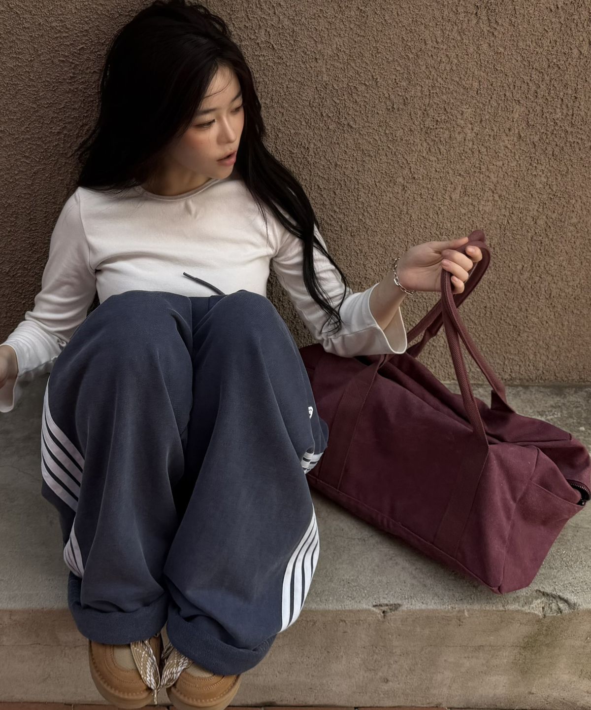 로긴 앤 로지(ROGIN N ROSIE) Vintage Boston Duffel Bag Deep Purple