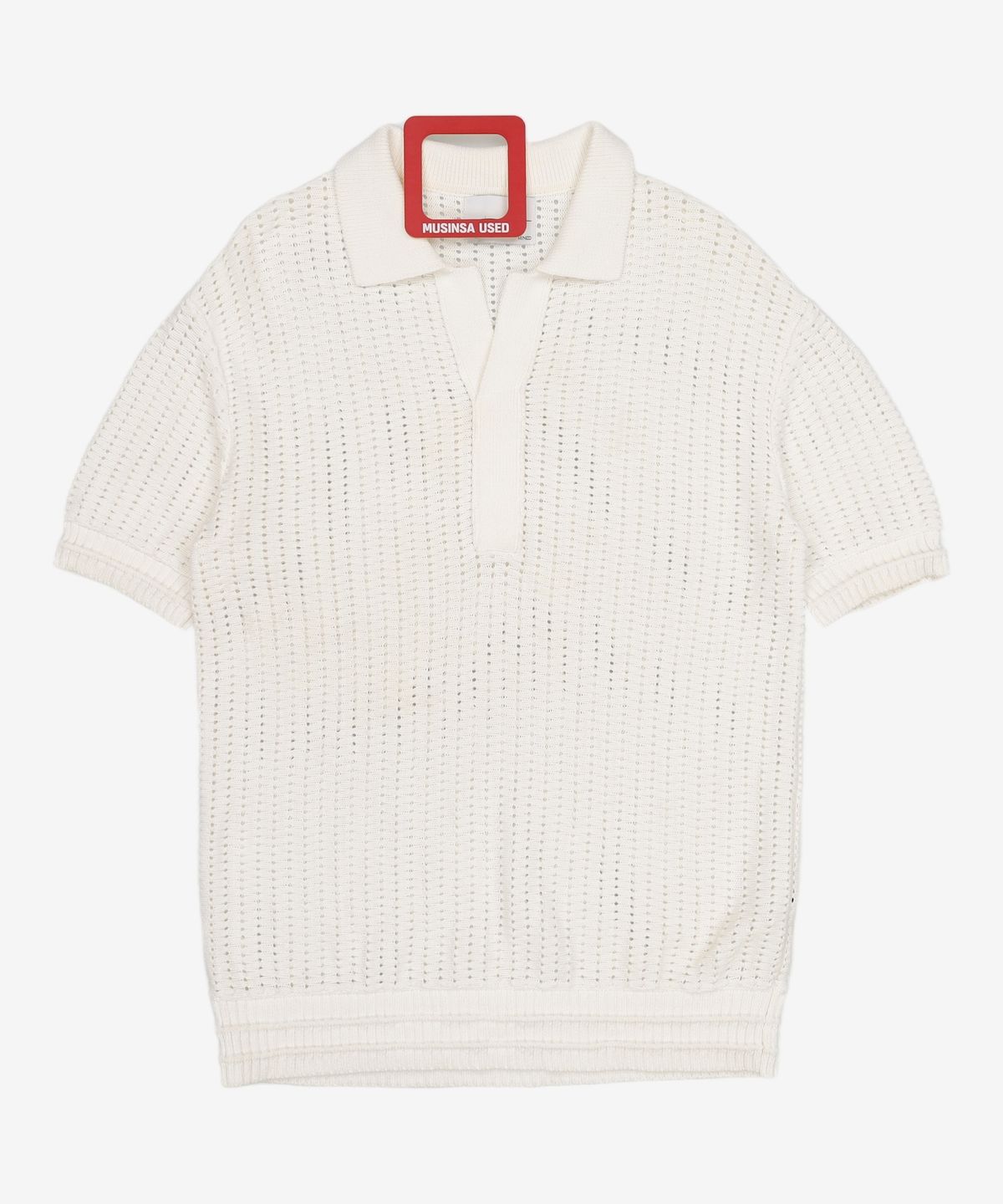 메종미네드(MAISON MINED) BUTTER CREAM KNIT HALF SHIRTS S