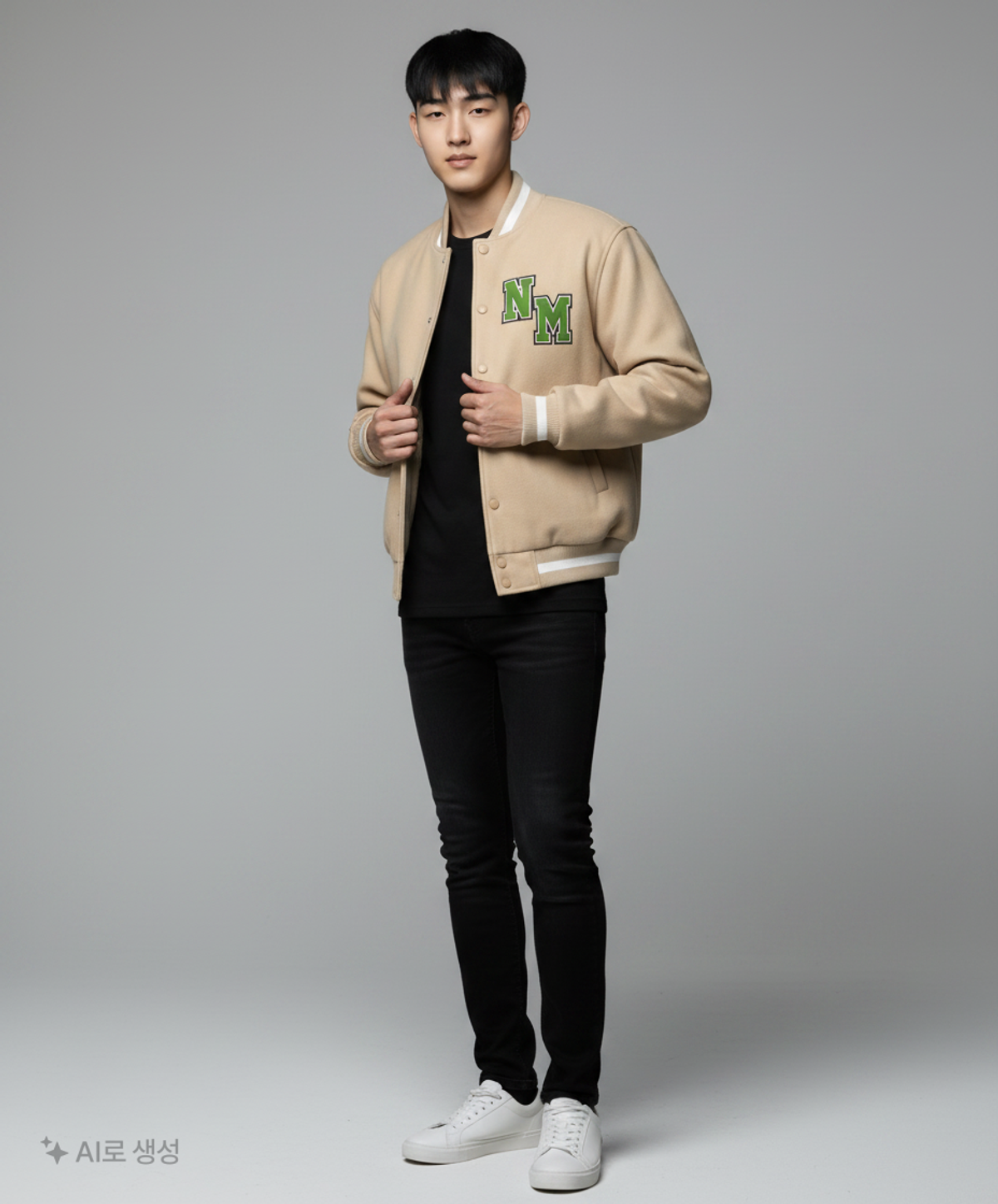 노매뉴얼(NOMANUAL) TAYLOR VARSITY JACKET - BEIGE 95