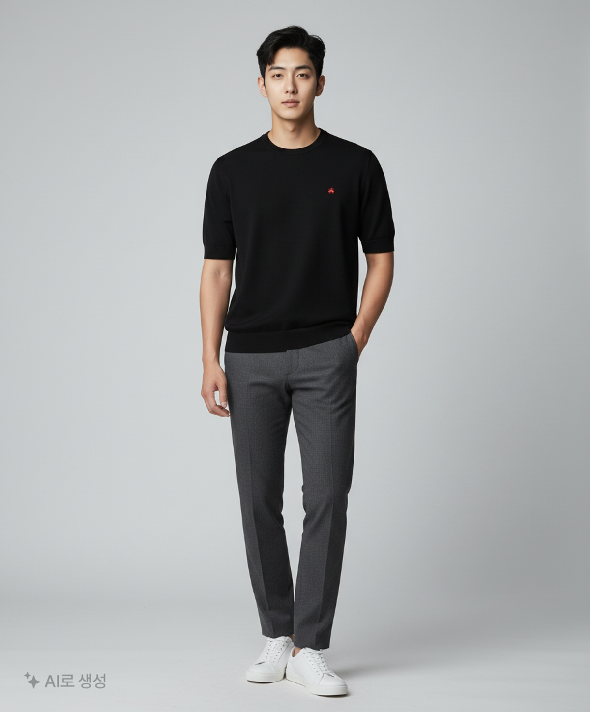 브룩스 브라더스(BROOKS BROTHERS) 코튼 크루넥 반팔 스웨터 (블랙) (BBWRMB201AUFM) L