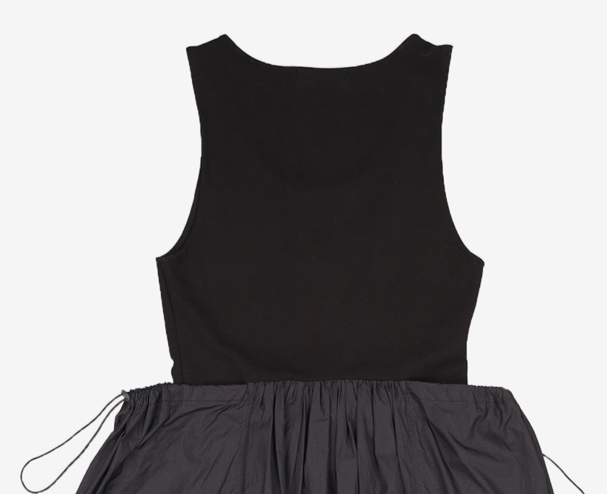 아모멘토(AMOMENTO) SHEER JERSEY DRESS_BLACK 0