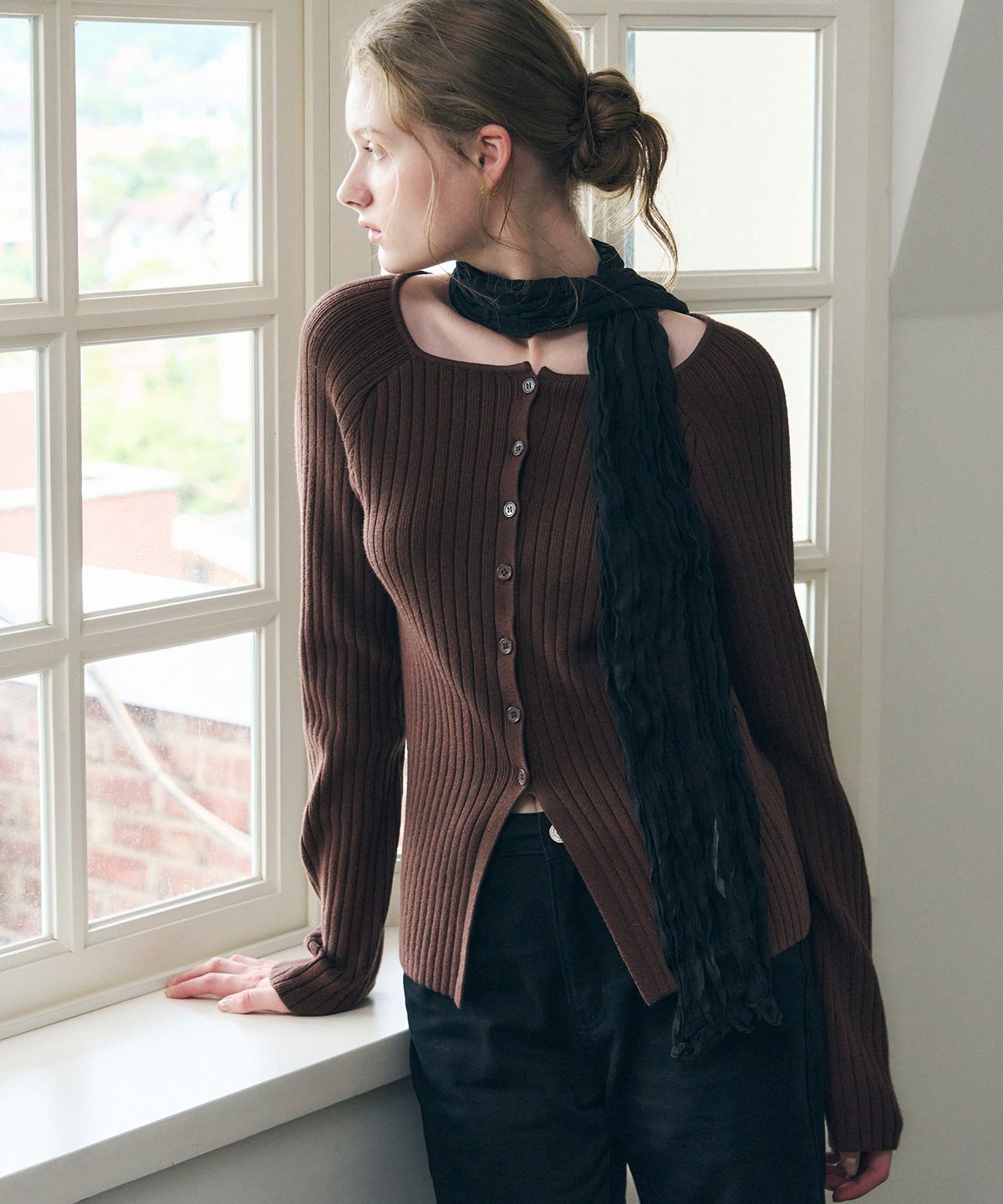 드로우핏 우먼(DRAWFIT WOMEN) 시어 링클 스카프 [BLACK]