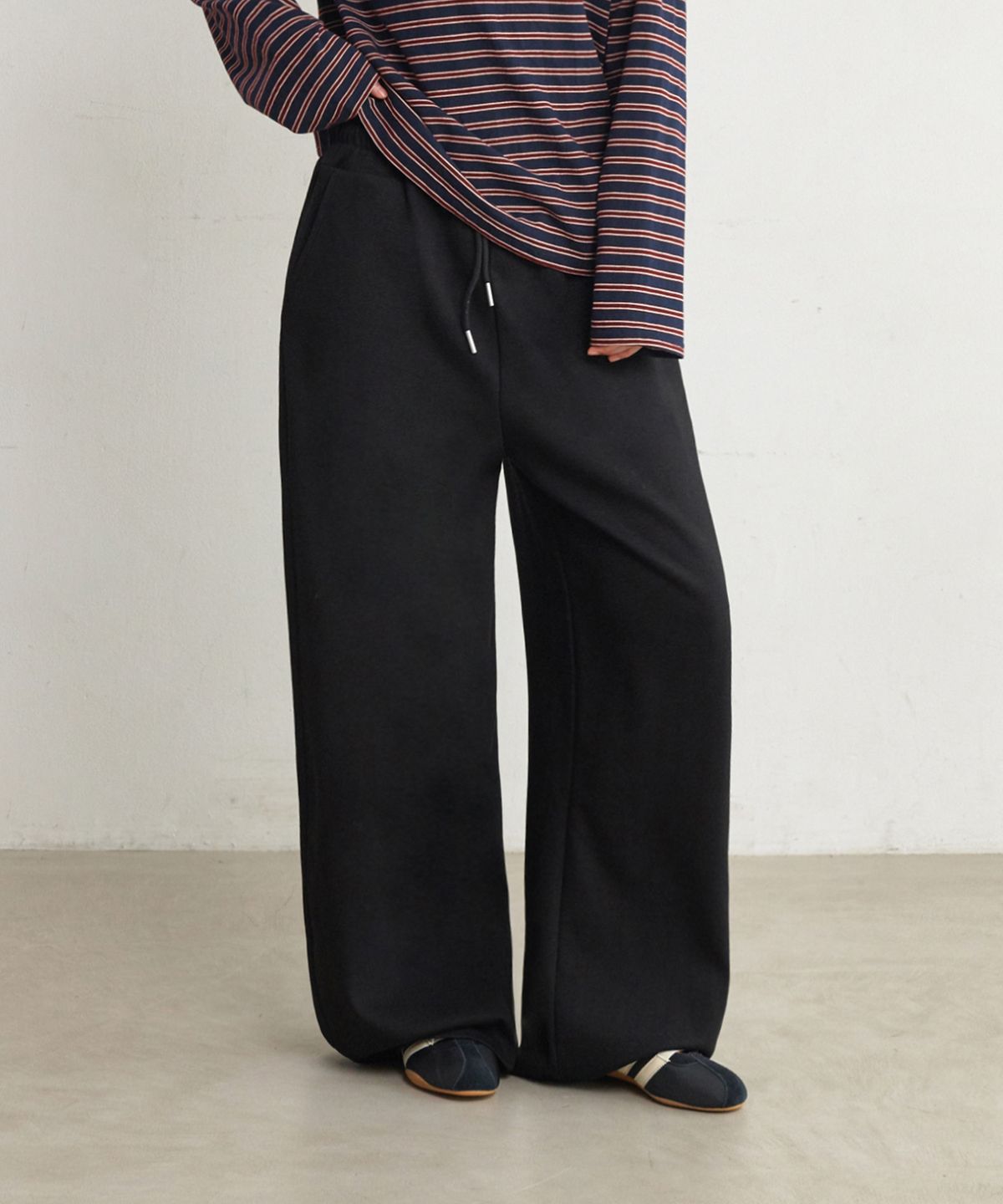 굿라이프웍스(GLW) [unisex] 와이드 스냅 절개 스웻 팬츠 블랙
