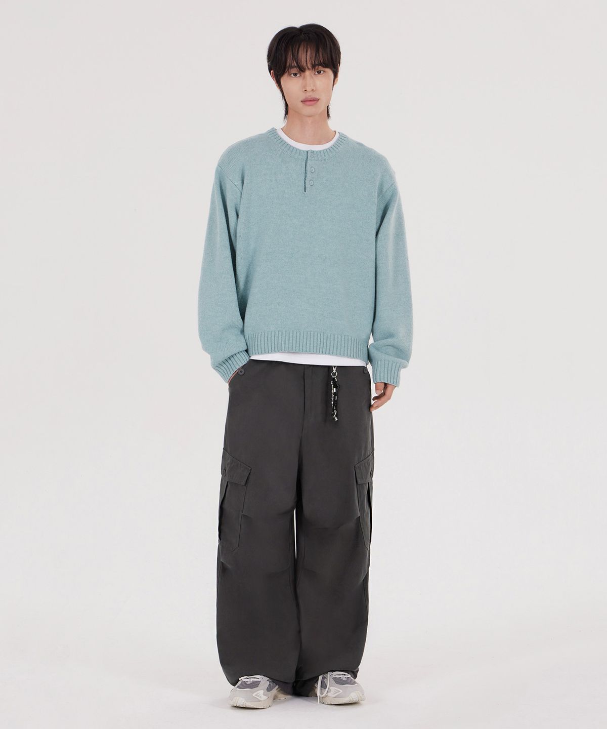 굿라이프웍스(GLW) [unisex] 와이드 빅포켓 코튼 카고 팬츠 차콜