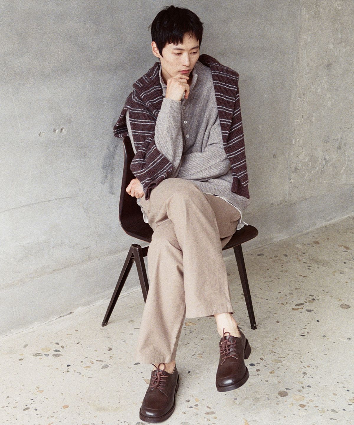 홀리선(HORLISUN) Cove Brushed Loose Pants Beige
