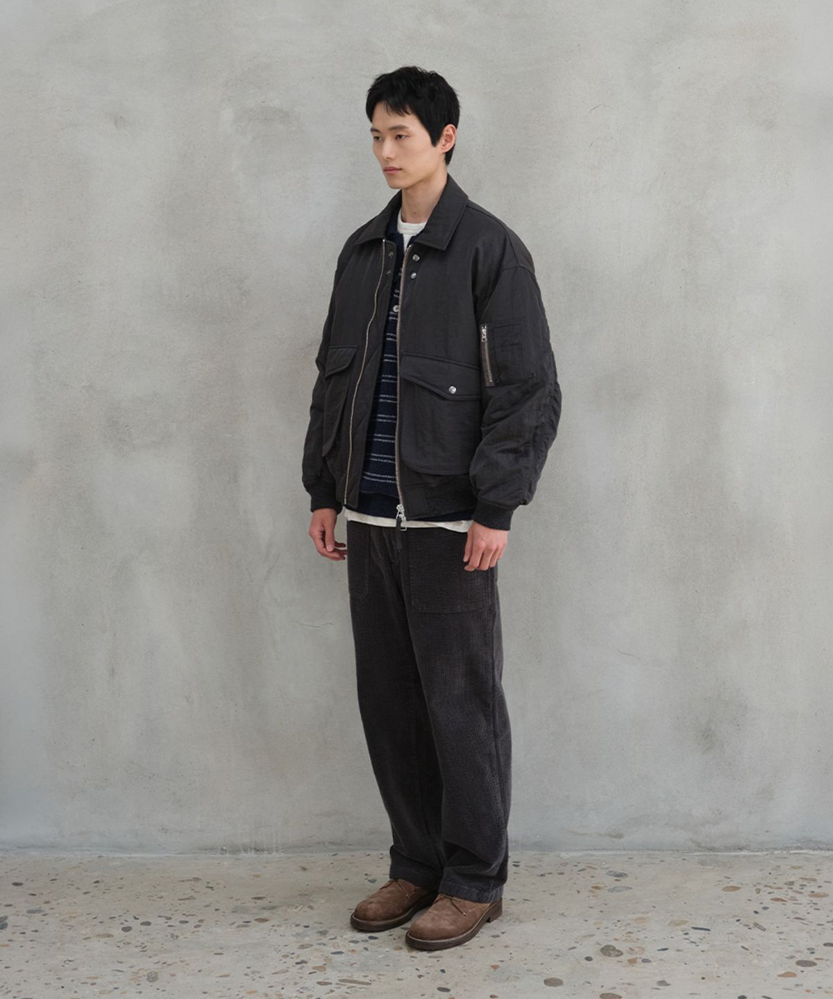 홀리선(HORLISUN) Cove Corduroy Loose Pants Charcoal