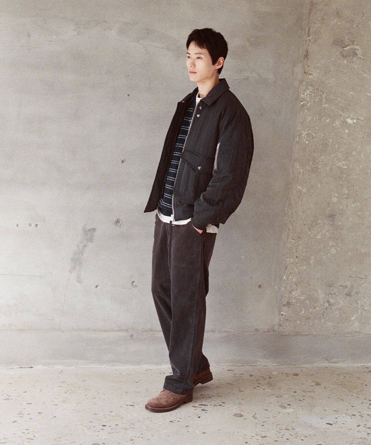 홀리선(HORLISUN) Cove Corduroy Loose Pants Charcoal