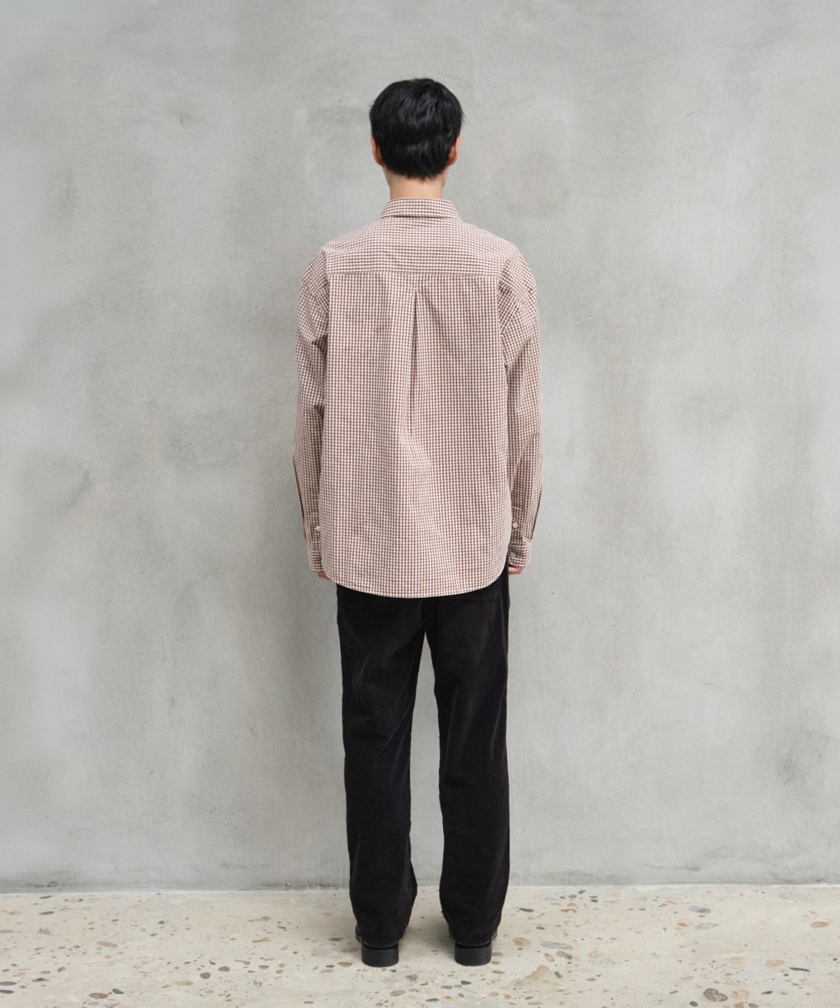 홀리선(HORLISUN) Jane Typewriter Gingham Check Shirt Brown
