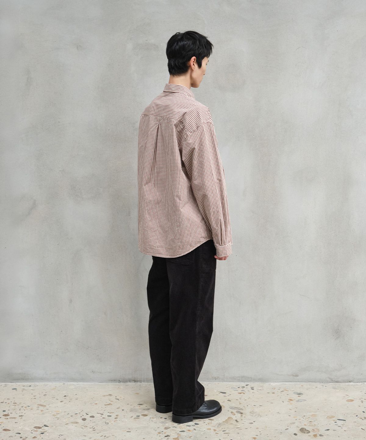 홀리선(HORLISUN) Jane Typewriter Gingham Check Shirt Brown