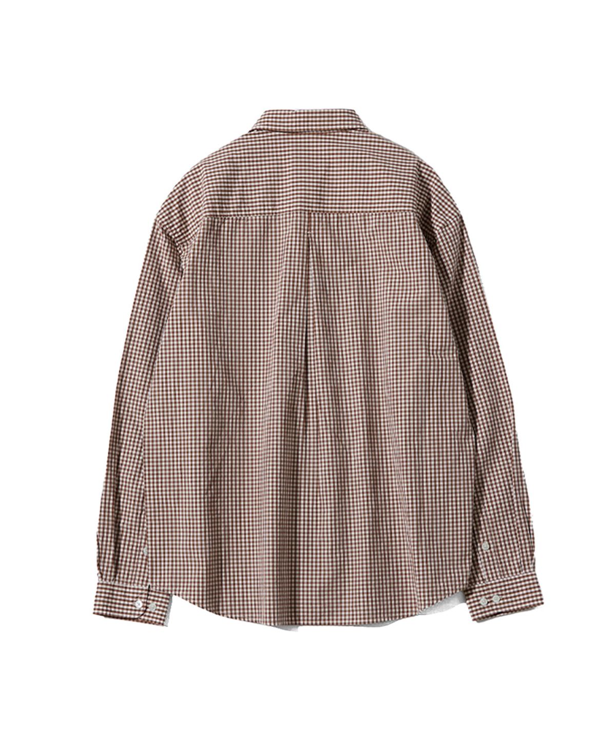 홀리선(HORLISUN) Jane Typewriter Gingham Check Shirt Brown