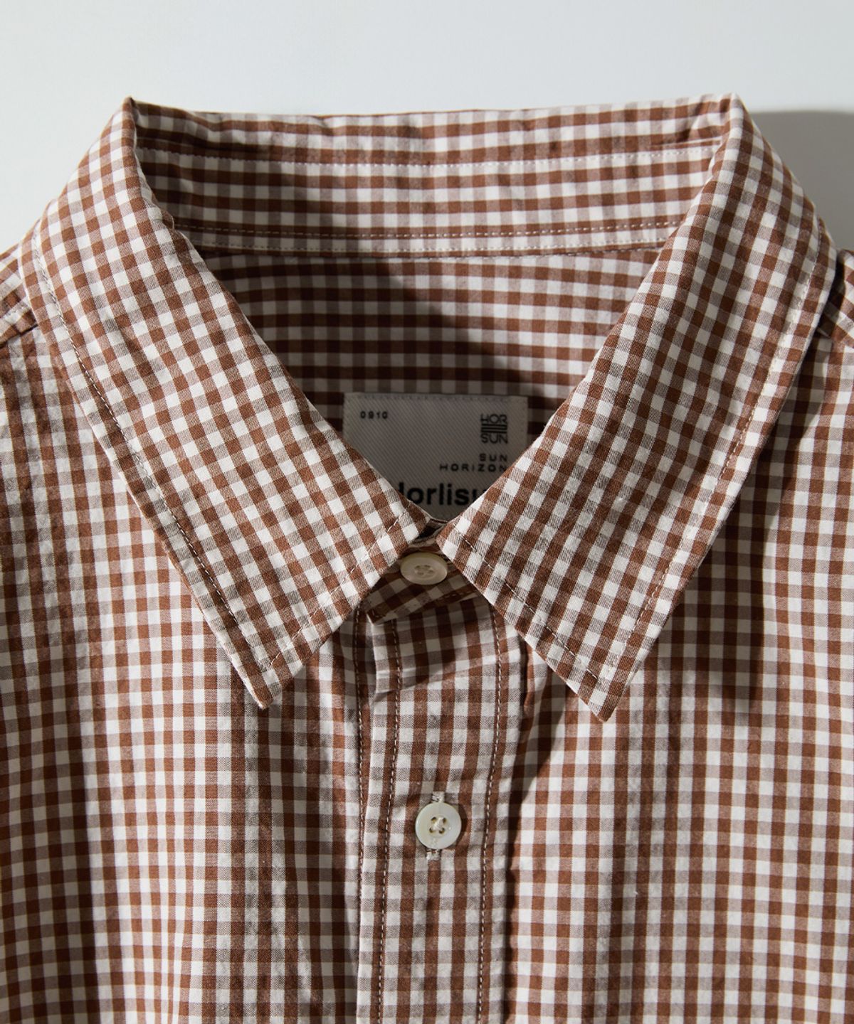 홀리선(HORLISUN) Jane Typewriter Gingham Check Shirt Brown