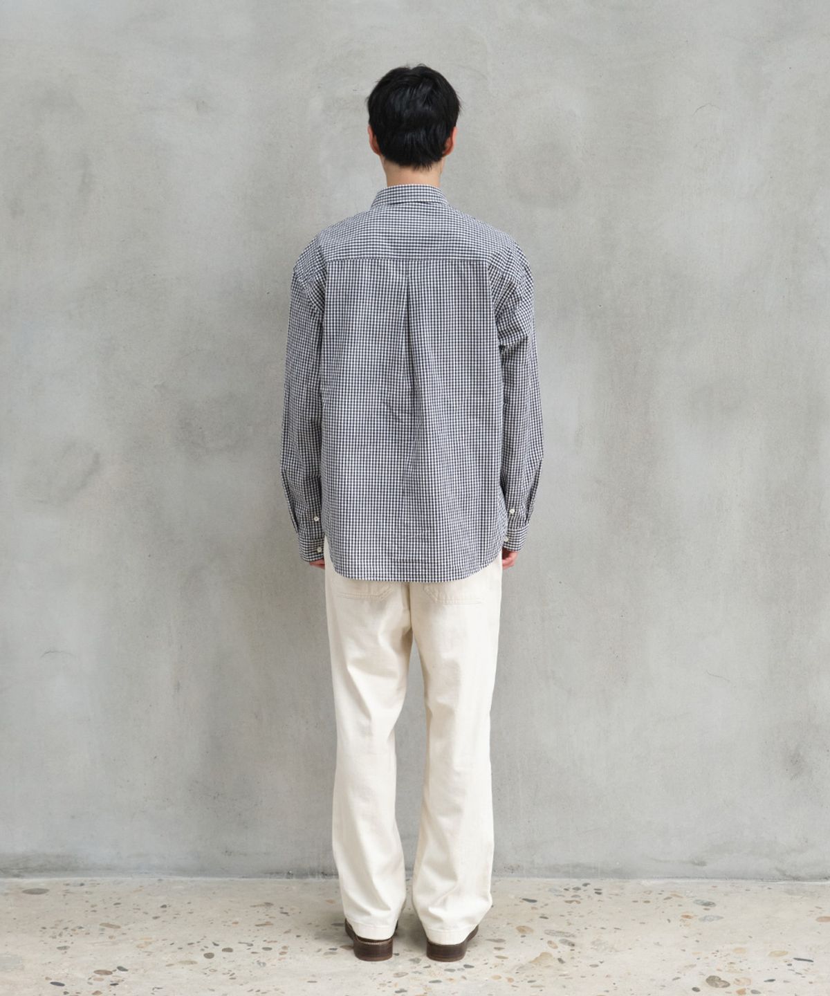 홀리선(HORLISUN) Jane Typewriter Gingham Check Shirt Navy