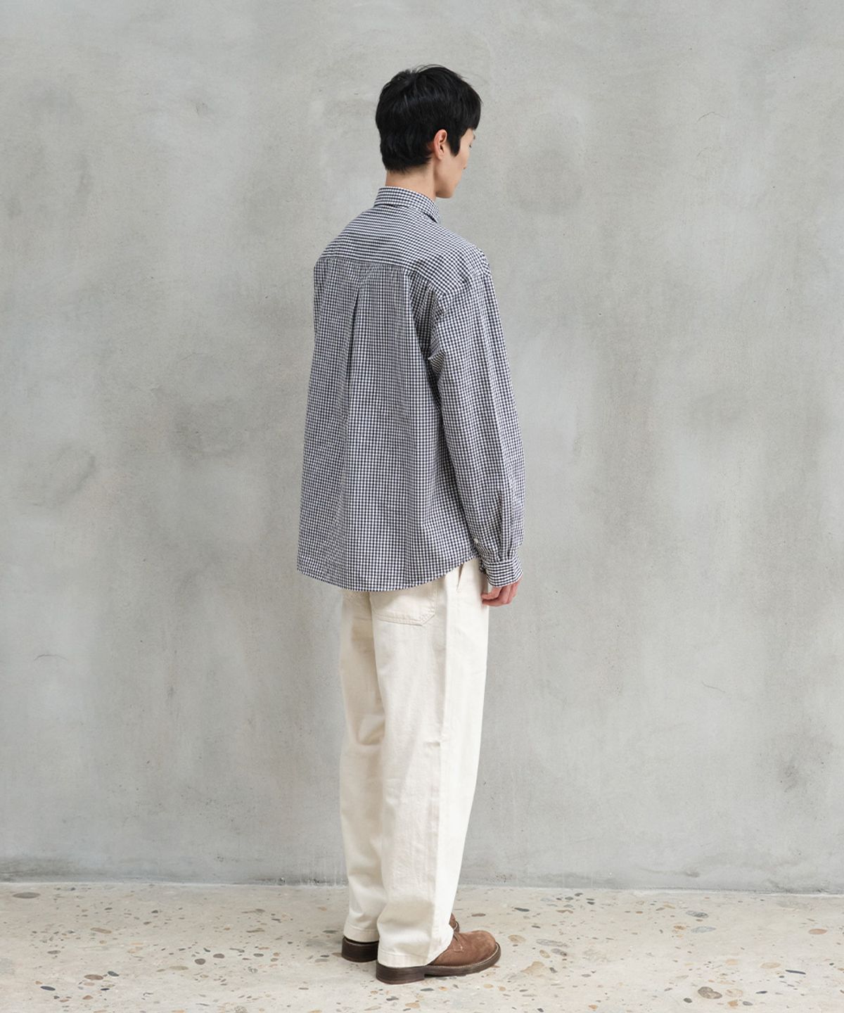 홀리선(HORLISUN) Jane Typewriter Gingham Check Shirt Navy