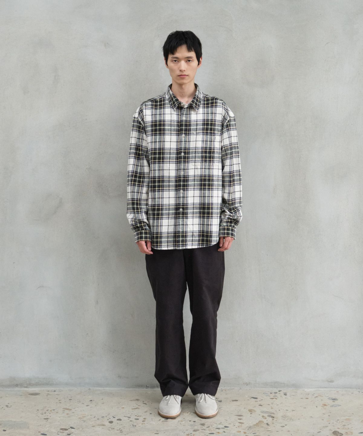 홀리선(HORLISUN) Madison Twill Check Shirt Ecru