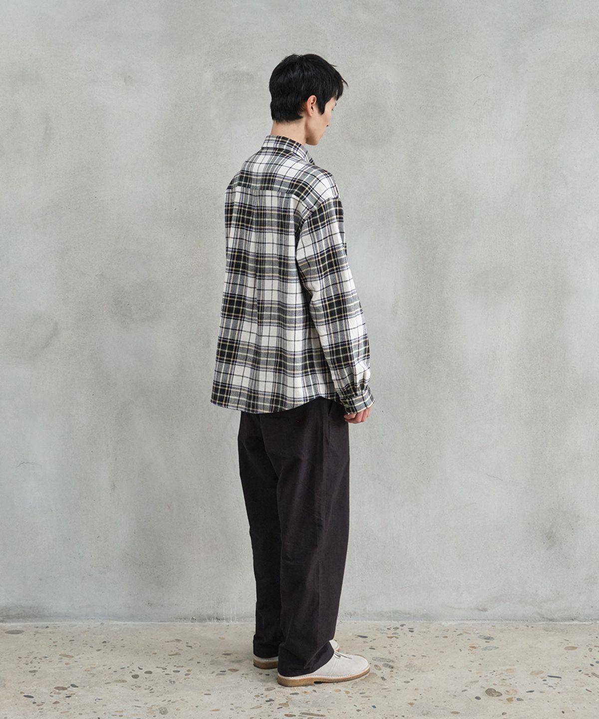 홀리선(HORLISUN) Madison Twill Check Shirt Ecru