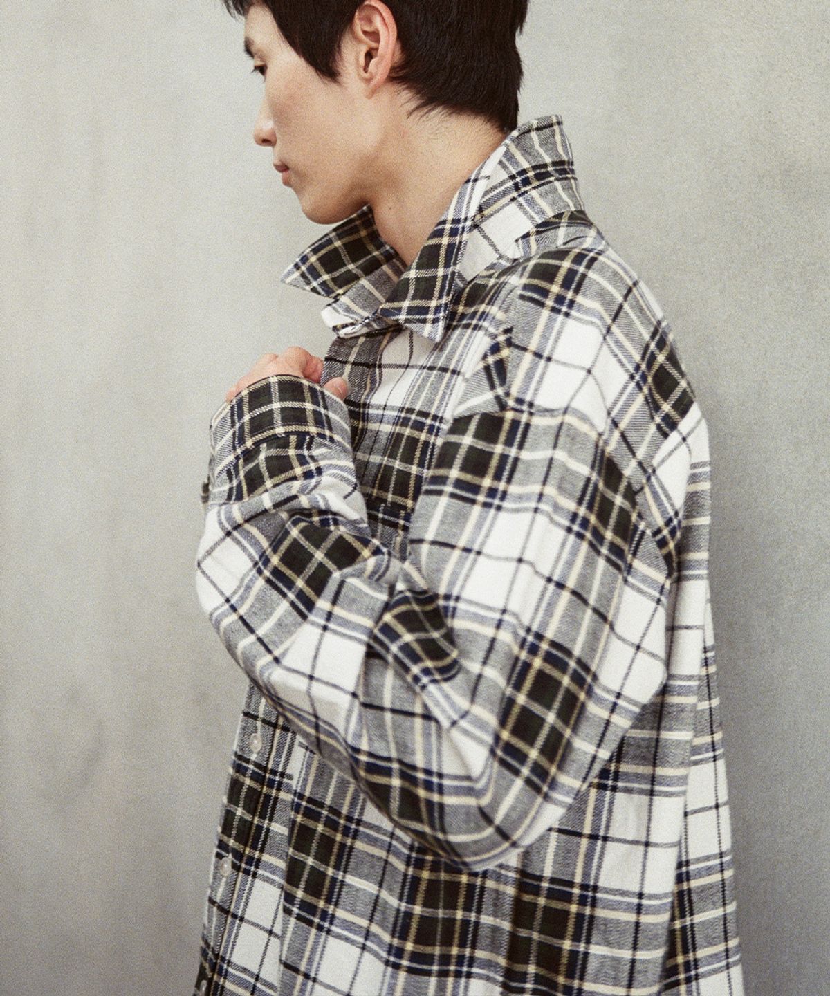 홀리선(HORLISUN) Madison Twill Check Shirt Ecru