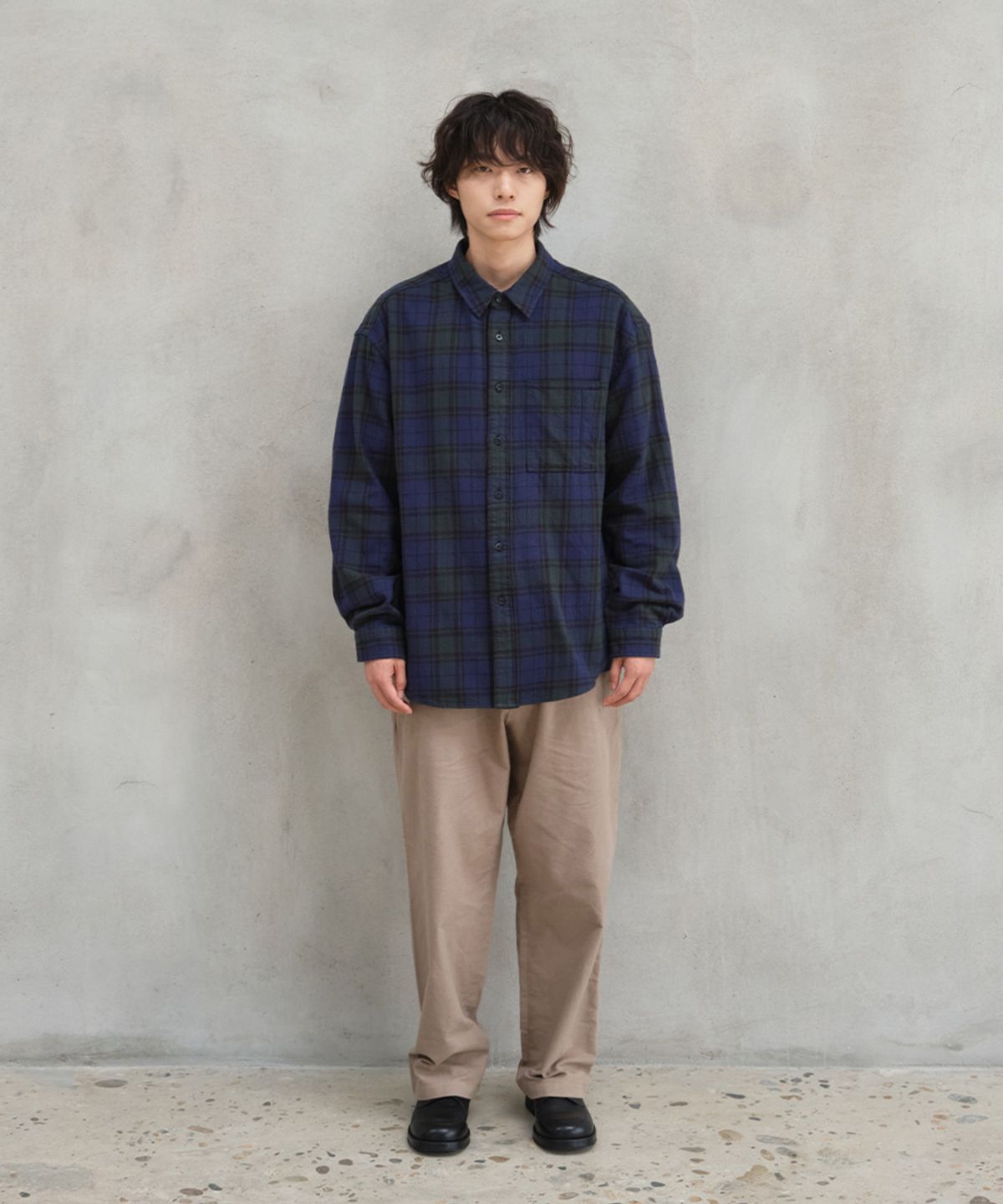 홀리선(HORLISUN) Madison Twill Check Shirt Navy