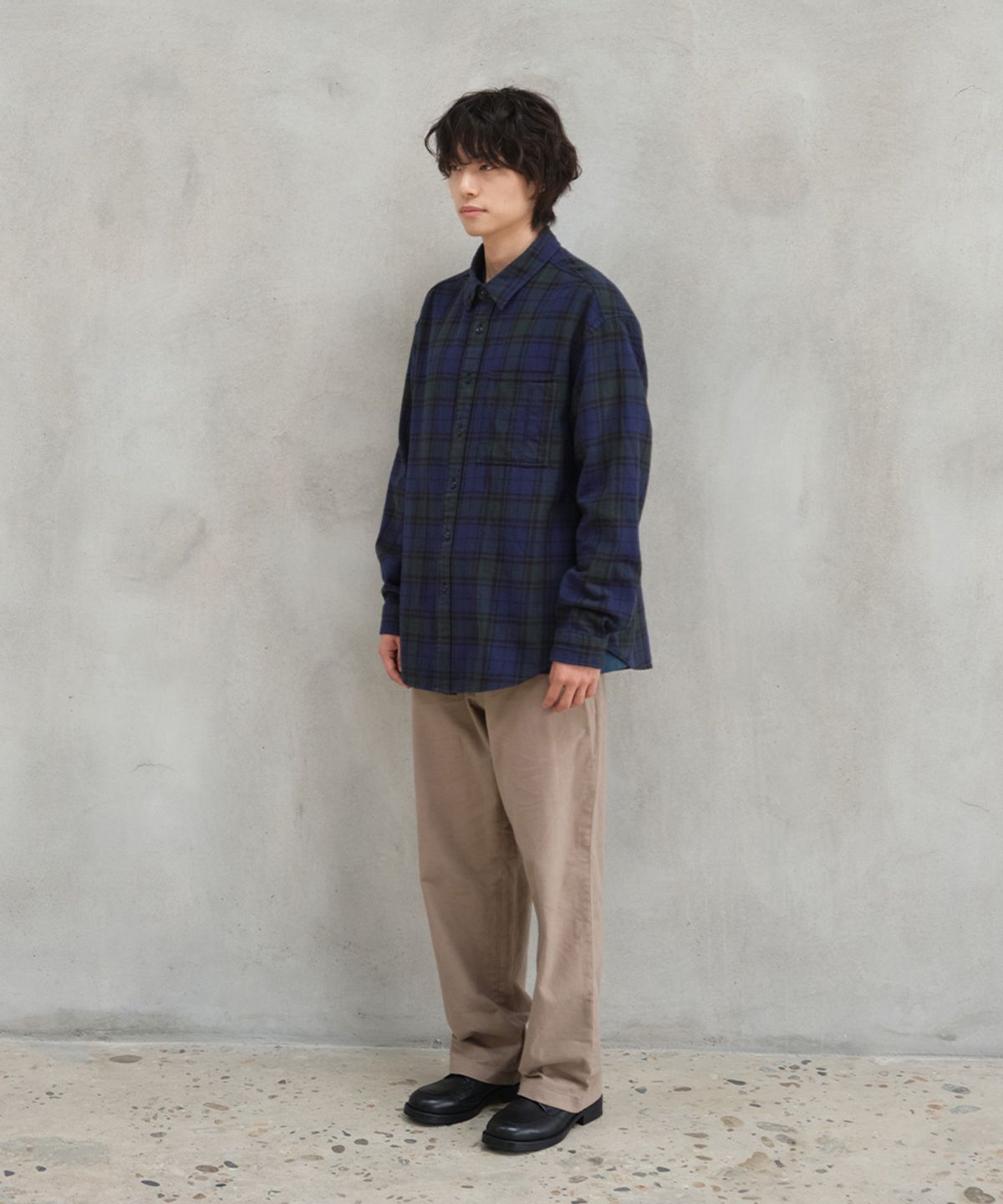 홀리선(HORLISUN) Madison Twill Check Shirt Navy