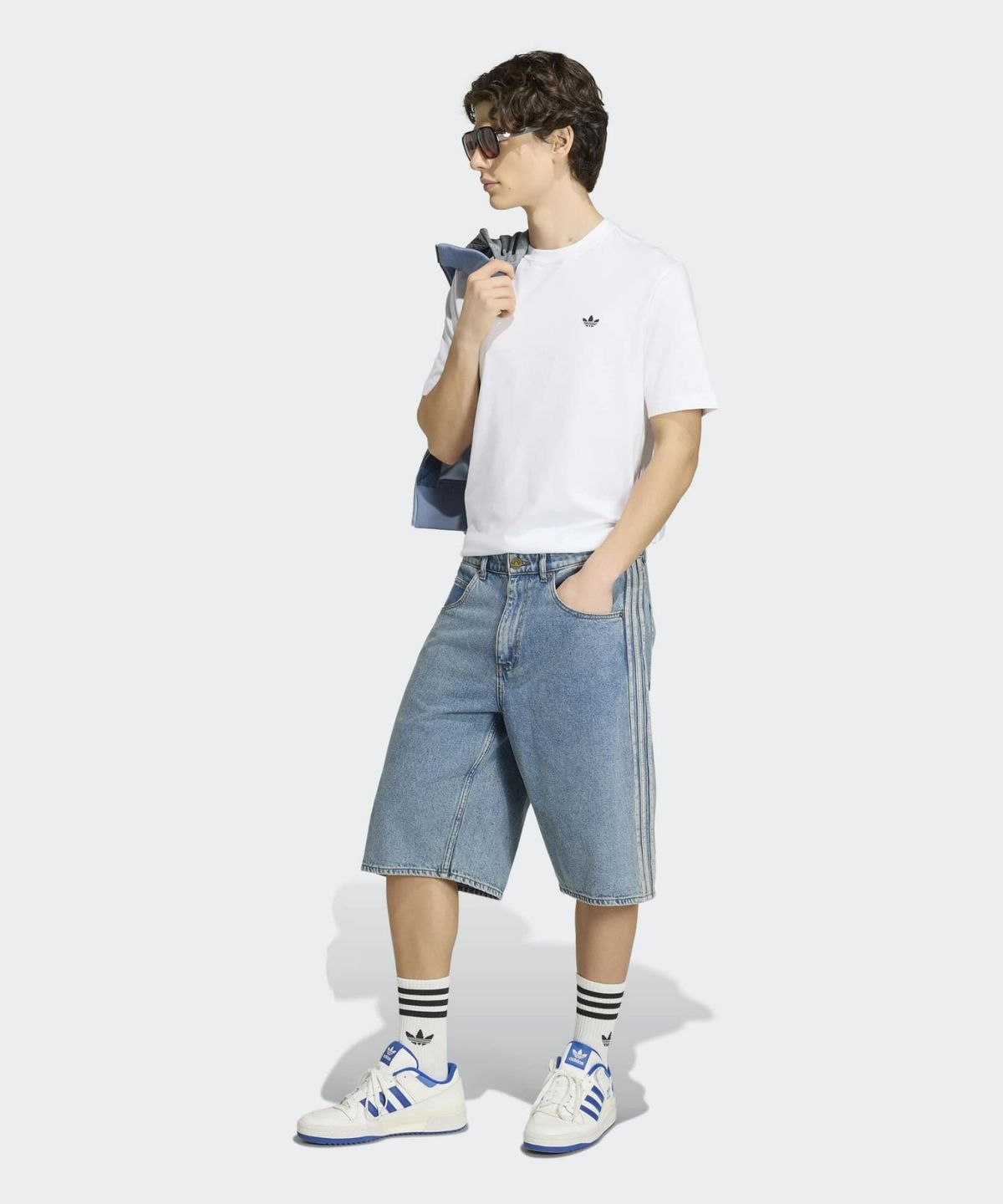 아디다스(ADIDAS) 파이어버드 데님 조츠 미드라이즈 스트레이트 레그 - 블루데님 / KS4975