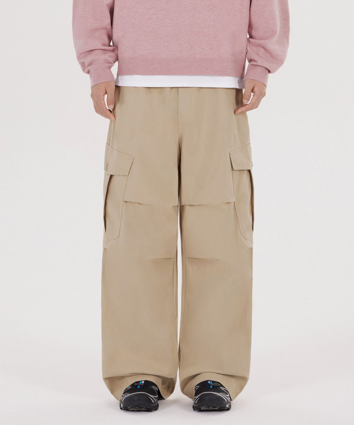 굿라이프웍스(GLW) [unisex] 와이드 빅포켓 코튼 카고 팬츠 베이지