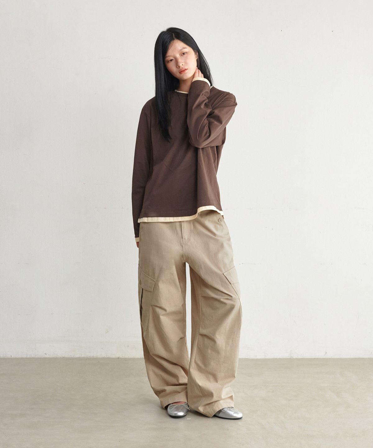 굿라이프웍스(GLW) [unisex] 와이드 빅포켓 코튼 카고 팬츠 베이지