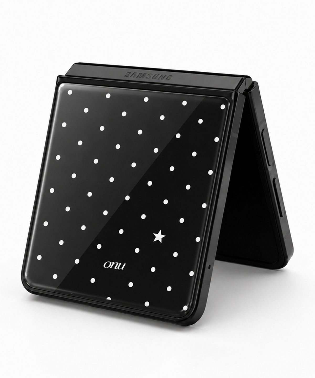 오누(ONU) [2COLOR/Z플립8/7] 도트 패턴 디자인 블랙 에폭시케이스