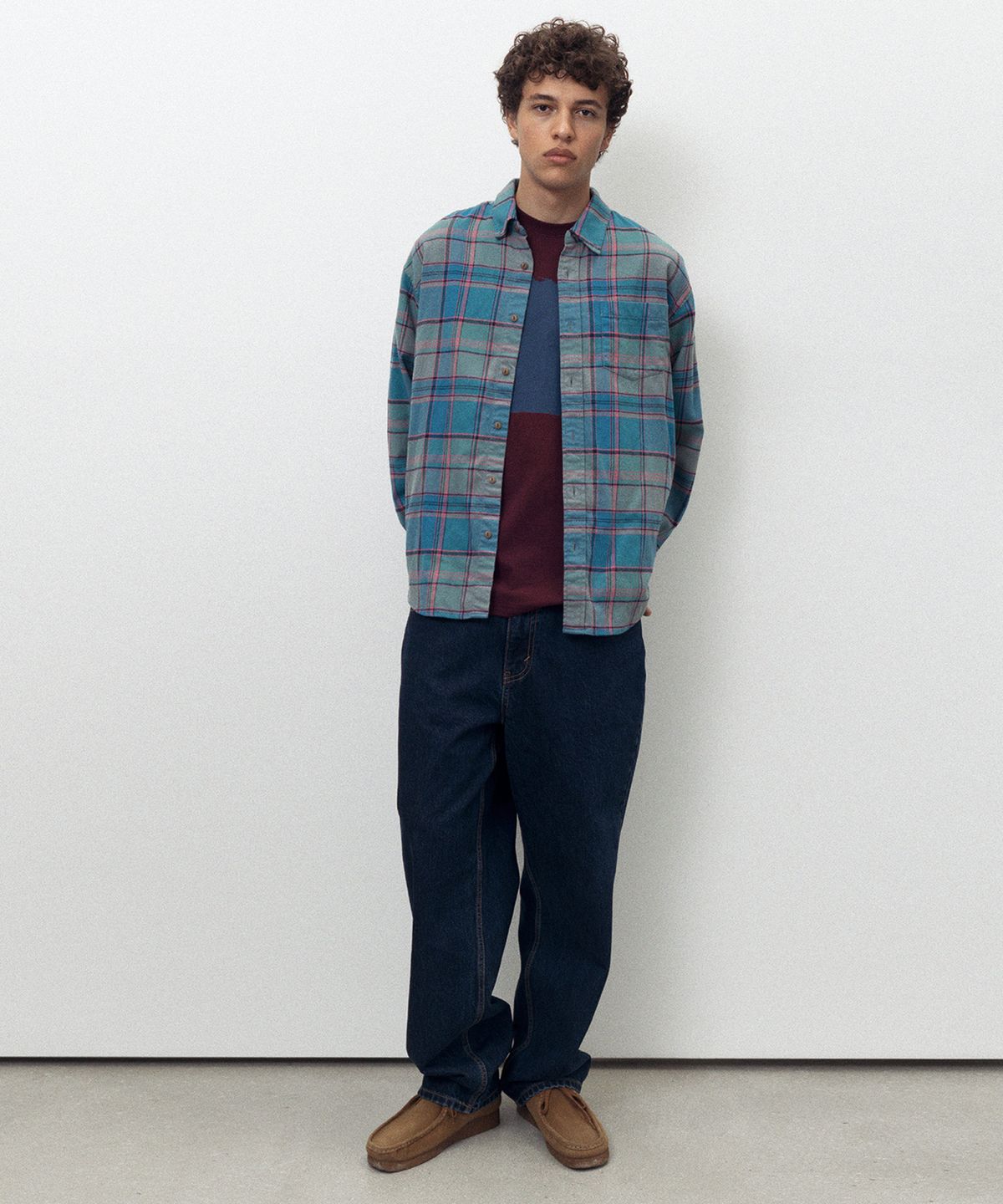 디스이즈네버댓(THISISNEVERTHAT) Flannel Check Shirt Teal Blue