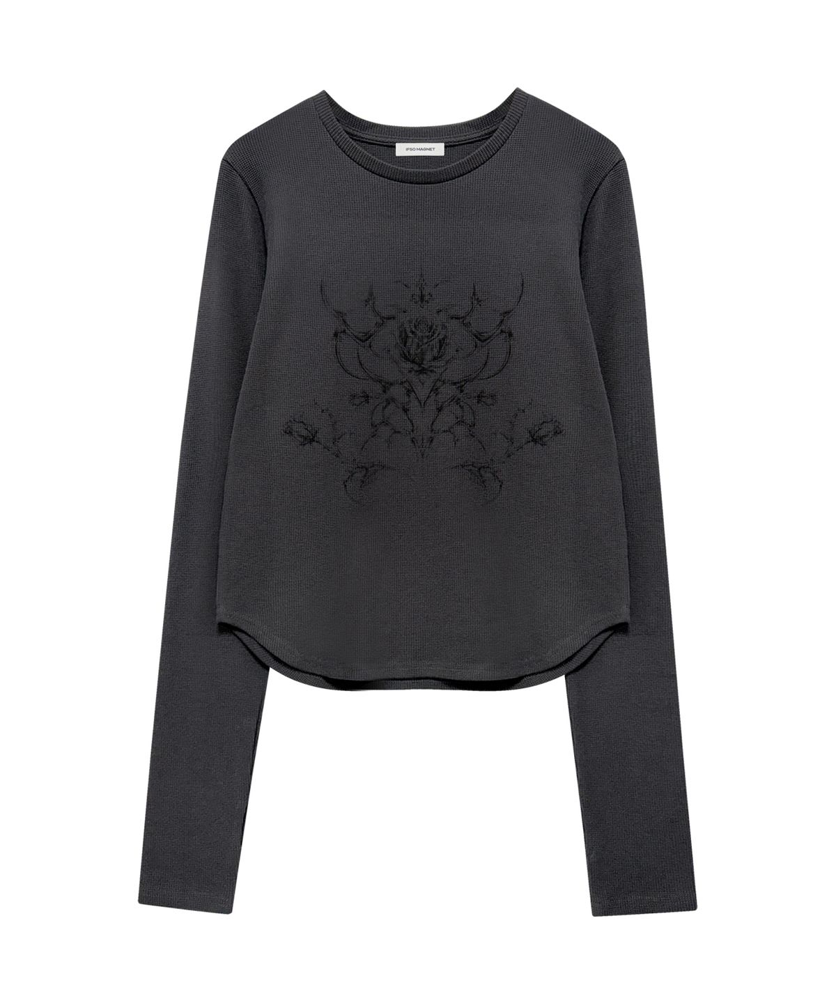 이프소마그넷(IFSO MAGNET) Rose Waffle-print T-Shirt - CHARCOAL