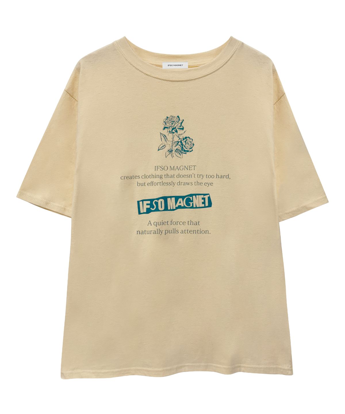이프소마그넷(IFSO MAGNET) Loose fit Rose print Short-sleeve T-shirt - YELLOW