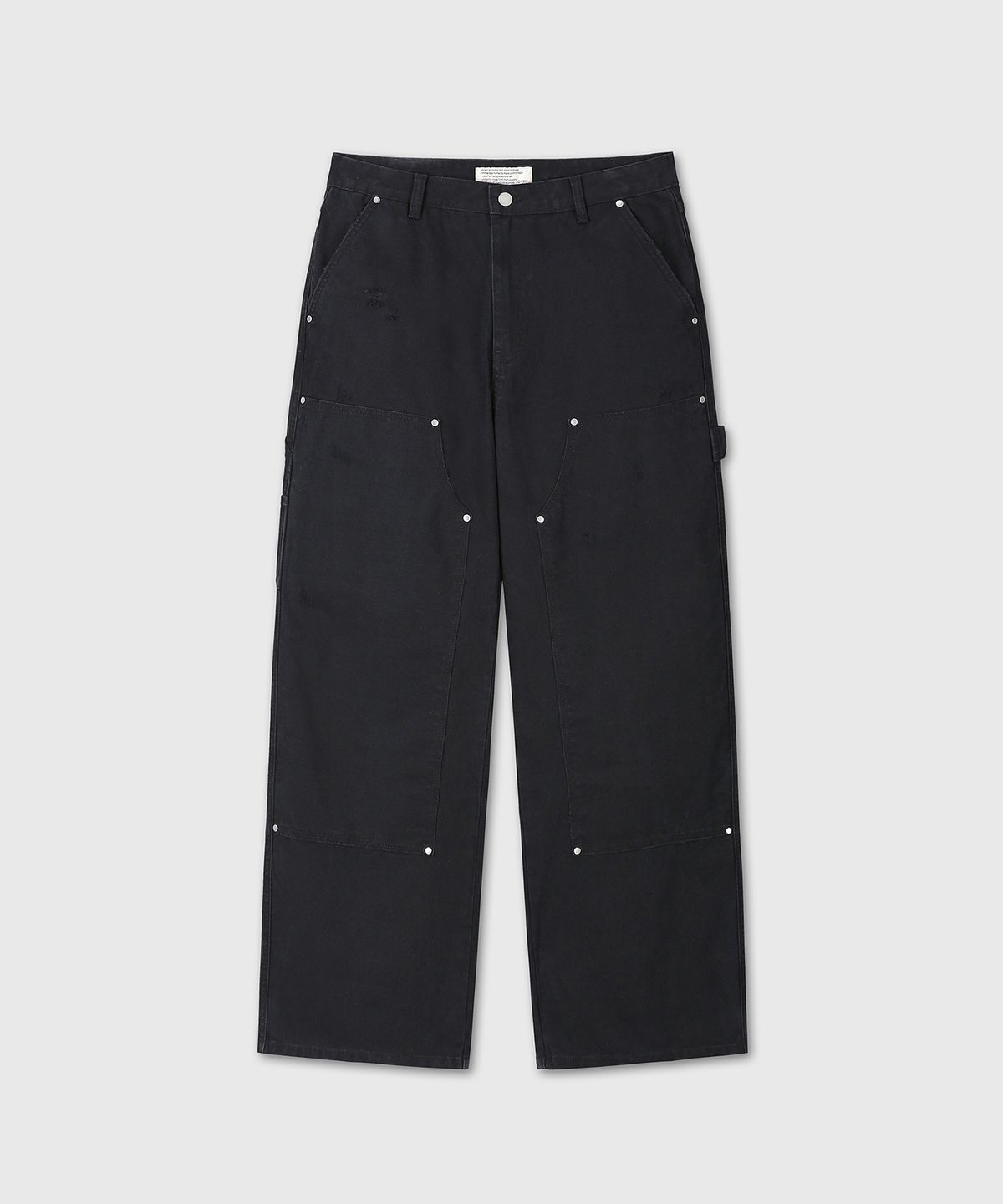 다이브인(DIVEIN) DAMAGED OXFORD DOUBLE KNEE PANTS (BLACK)