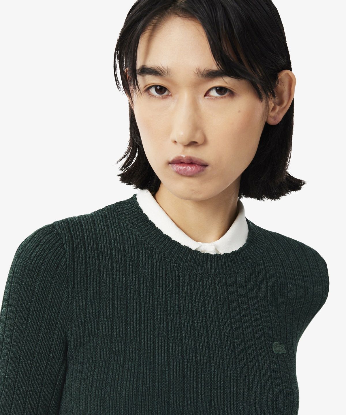 라코스테(LACOSTE) 여성 스캘럽 디테일 반팔 스웨터 AF8254-56N YZP