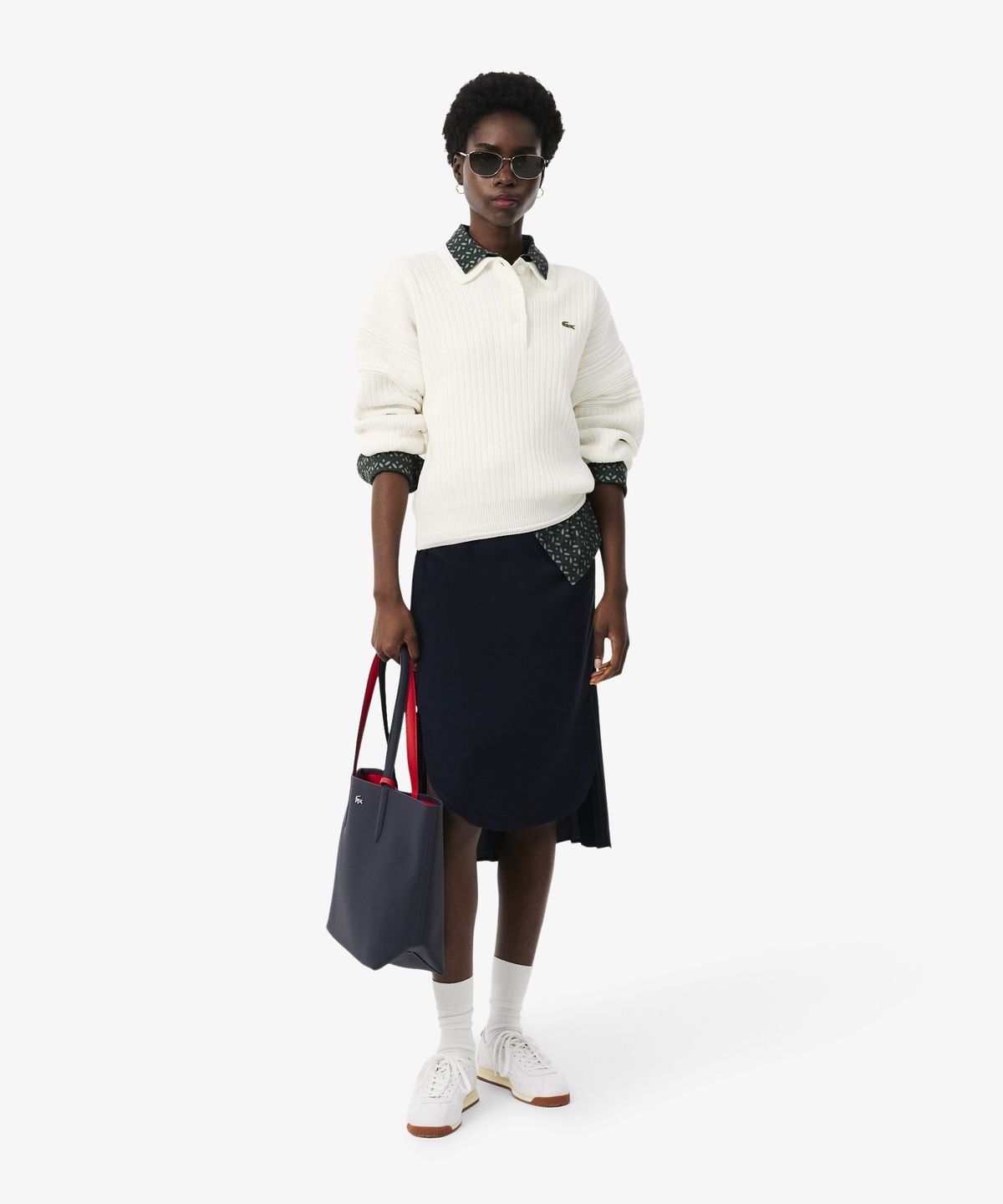 라코스테(LACOSTE) 여성 멀티 립조직 폴로 긴팔 스웨터 AF8272-56N 70V