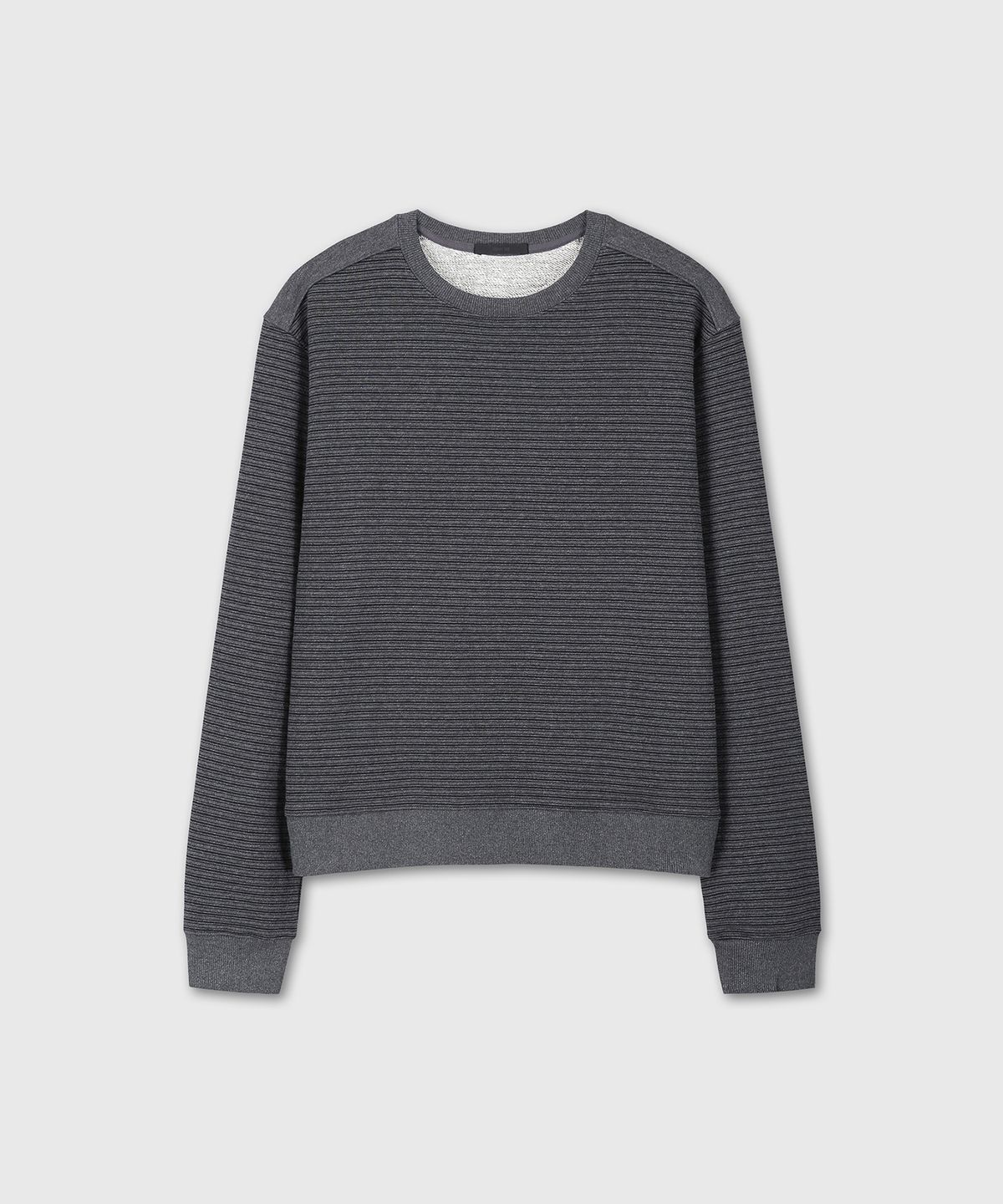 다이브인(DIVEIN) STRIPE CROP SWEATSHIRTS (CHARCOAL/BLACK)