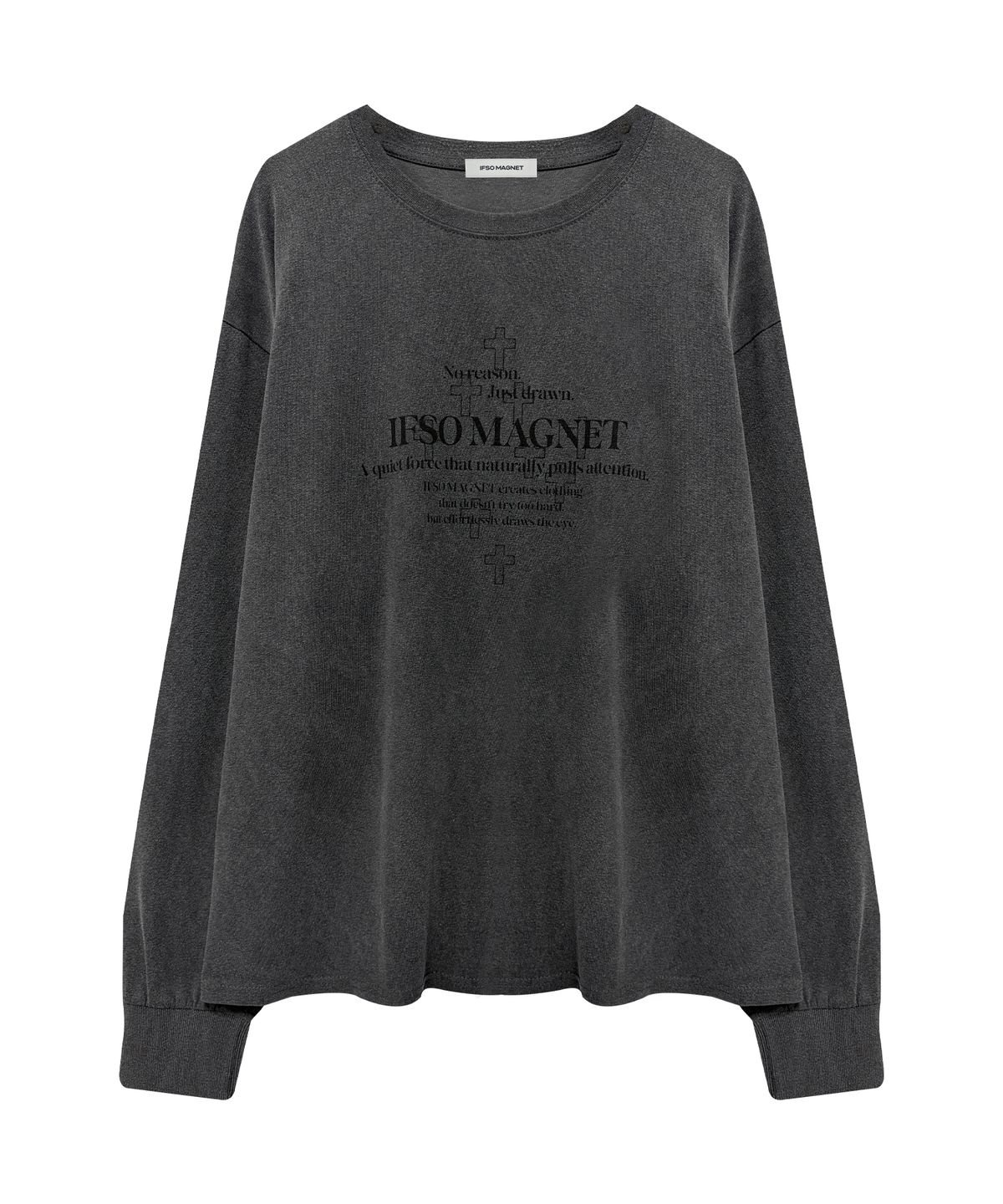 이프소마그넷(IFSO MAGNET) Pigment Printed Long Sleeve Tee - CHARCOAL