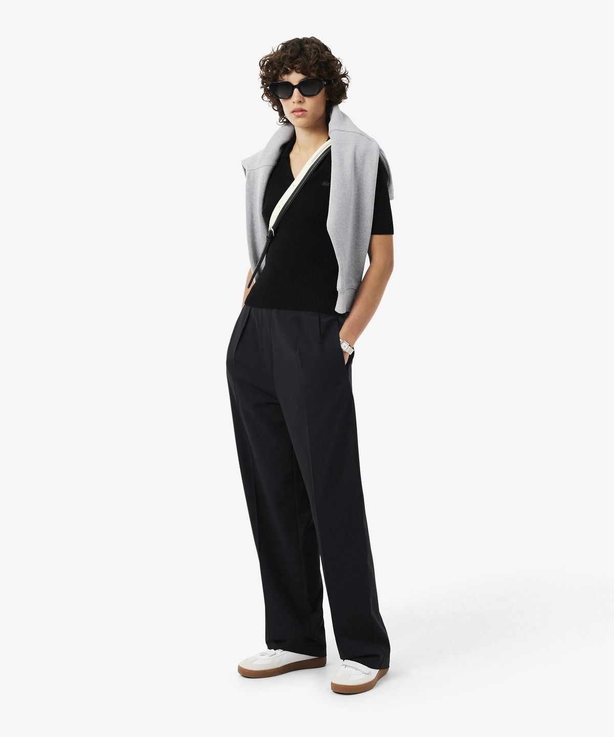 라코스테(LACOSTE) 여성 로고밴딩 세미 와이드 팬츠 HF5433-56N 031
