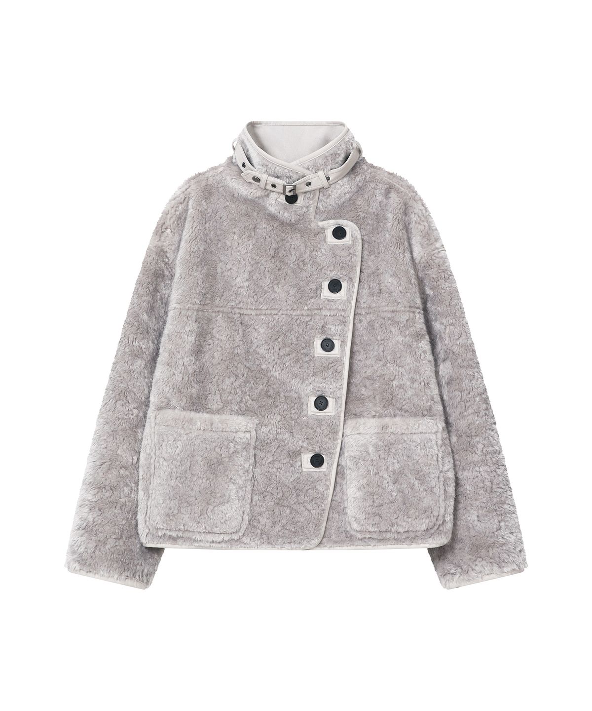 미세키서울(MISEKI SEOUL) Diagonal reversible shearing jacket BEIGE GREY