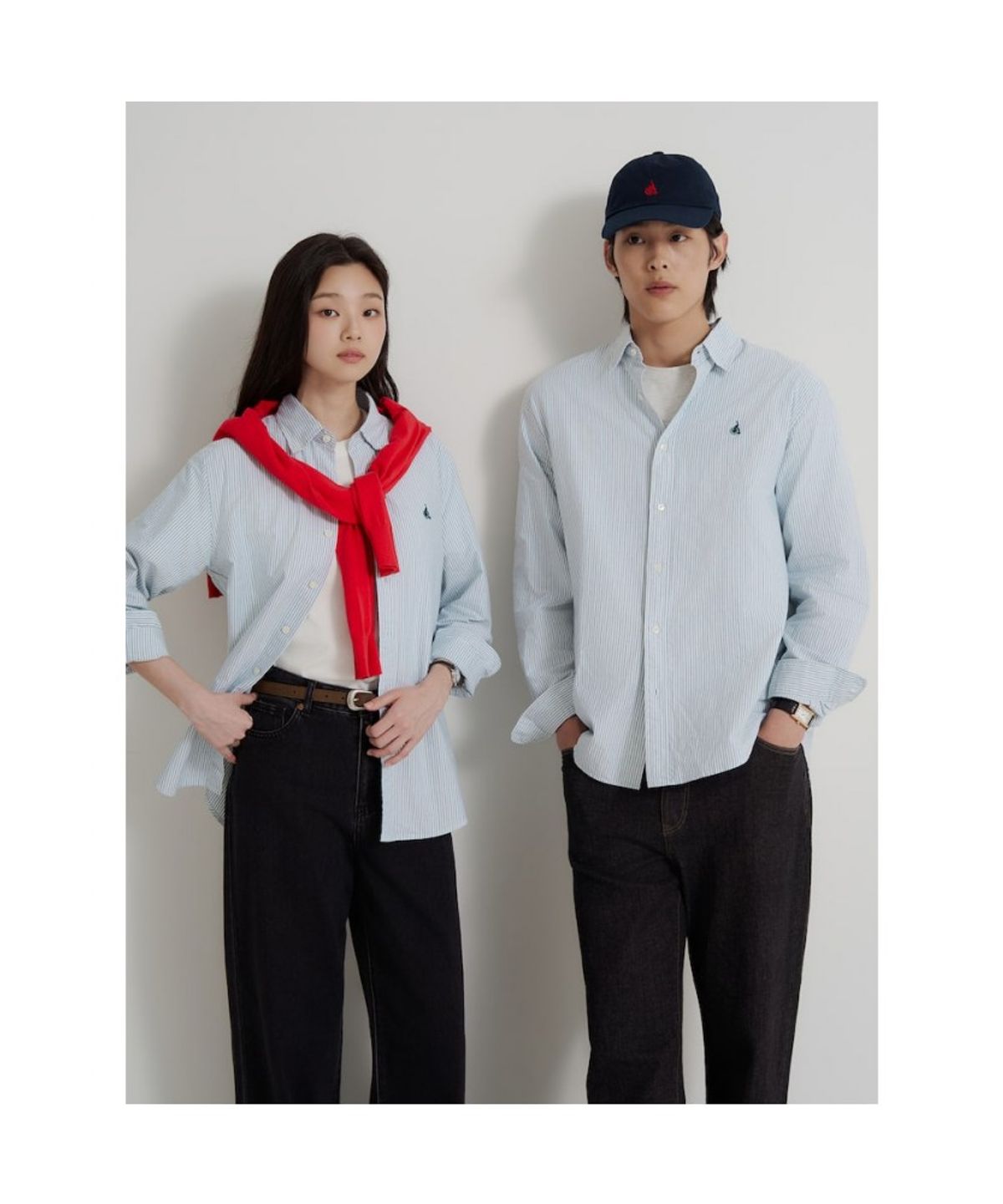 빈폴 멘(BEANPOLE MEN) [Essential] 남녀공용 옥스포드 스트라이프 셔츠  그린
