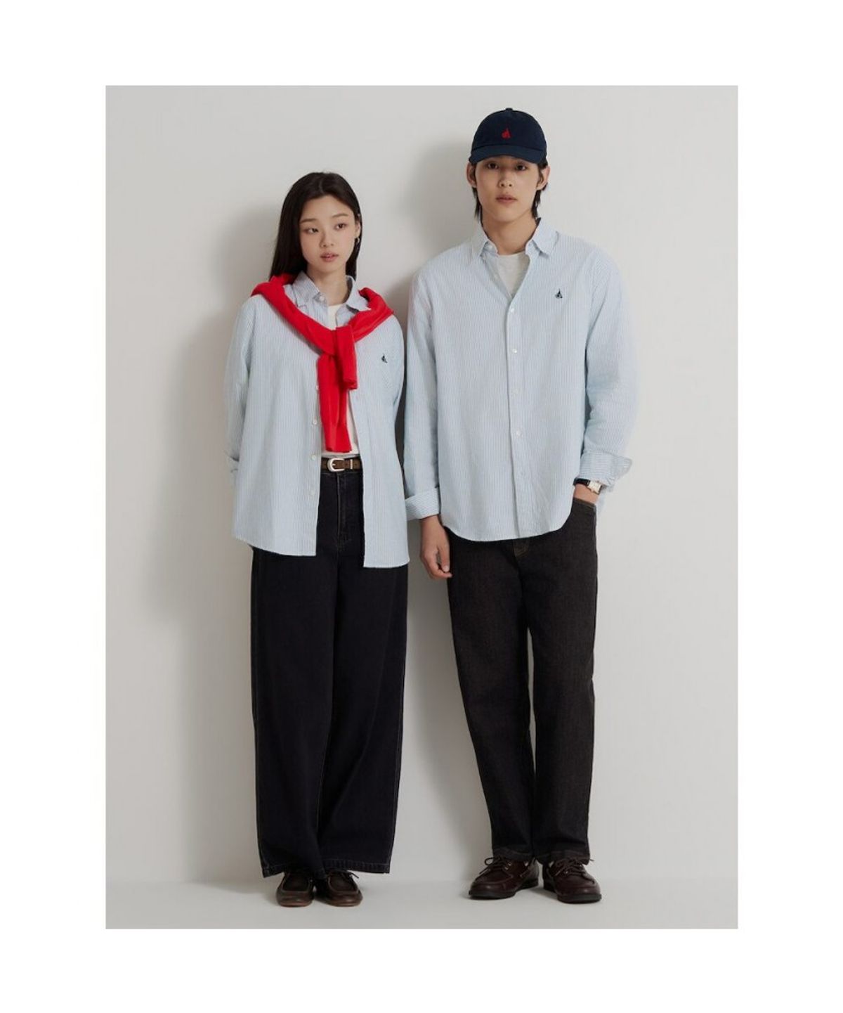 빈폴 멘(BEANPOLE MEN) [Essential] 남녀공용 옥스포드 스트라이프 셔츠  그린
