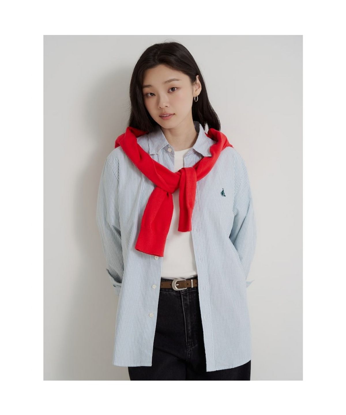 빈폴 멘(BEANPOLE MEN) [Essential] 남녀공용 옥스포드 스트라이프 셔츠  그린