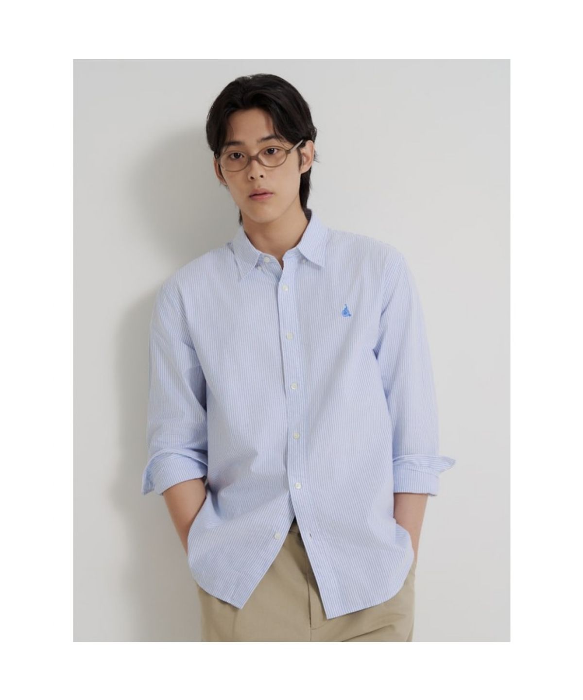 빈폴 멘(BEANPOLE MEN) [Essential] 남녀공용 옥스포드 스트라이프 셔츠  블루
