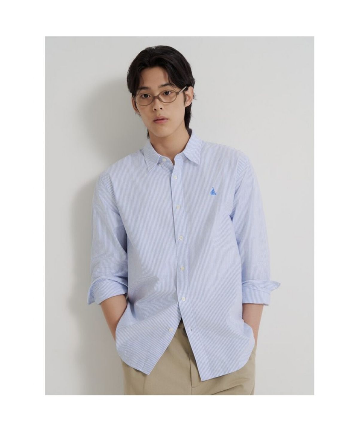 빈폴 멘(BEANPOLE MEN) [Essential] 남녀공용 옥스포드 스트라이프 셔츠  블루
