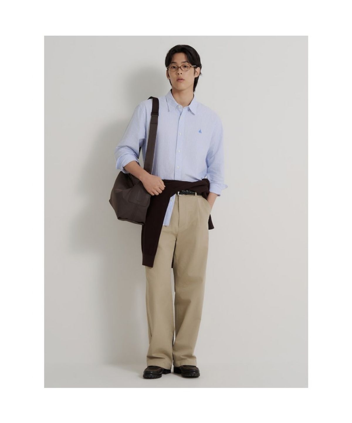 빈폴 멘(BEANPOLE MEN) [Essential] 남녀공용 옥스포드 스트라이프 셔츠  블루