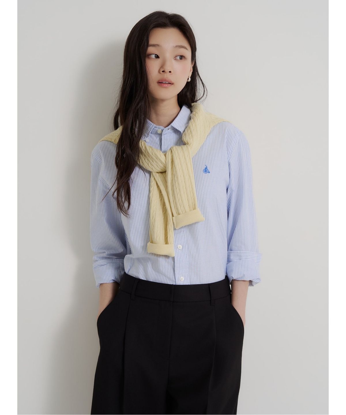 빈폴 멘(BEANPOLE MEN) [Essential] 남녀공용 옥스포드 스트라이프 셔츠  블루