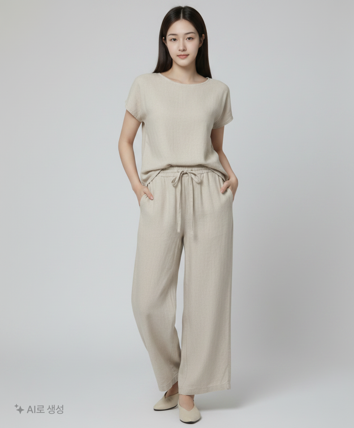 미쏘(MIXXO) 린넨 9부 와이드 스트링 팬츠 MIWTWB622B 24