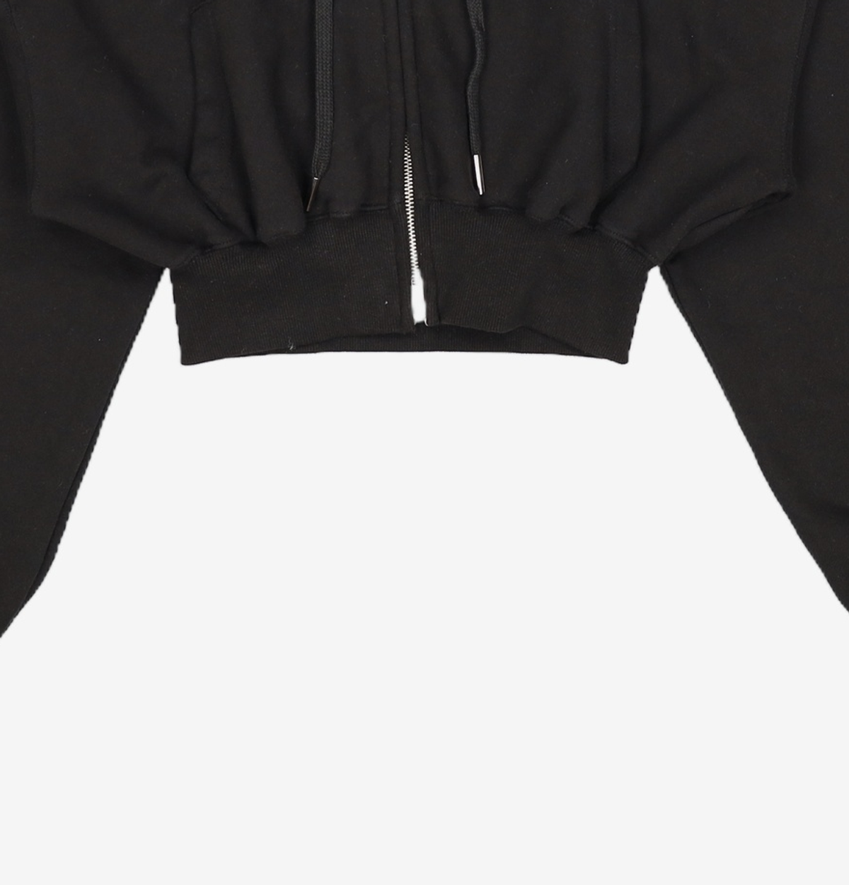 우알롱(WOOALONG) Signature crop hood zip-up - BLACK XS
